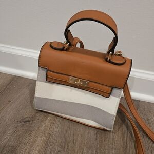 Elegant Tan and Gray Women's Handbag